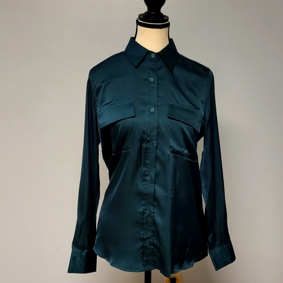 Equipment Tops Equipment Button Down Silky Shirt Xs Color June Bug